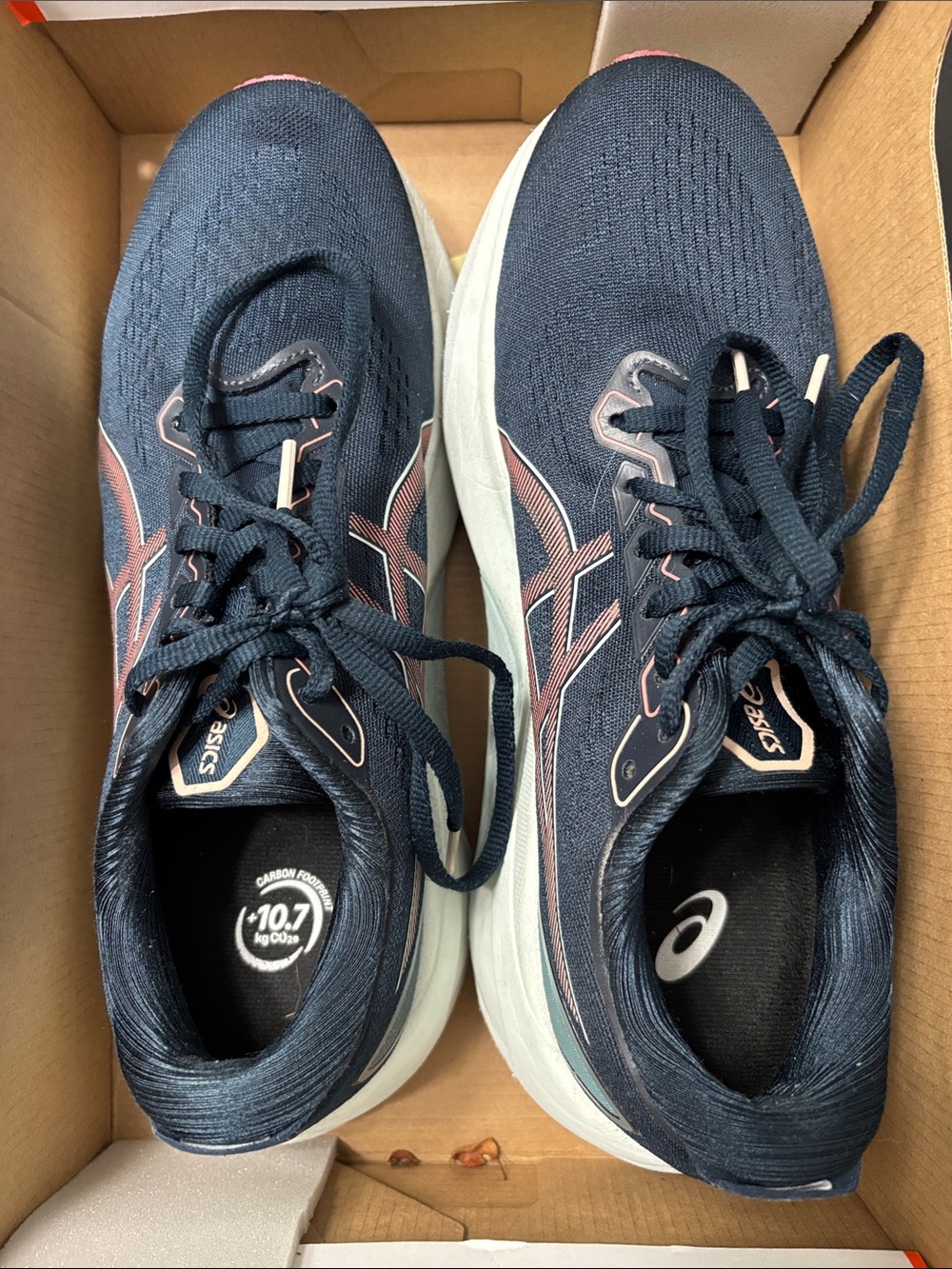 Asics Navy Running Shoes with Rose Outsoles